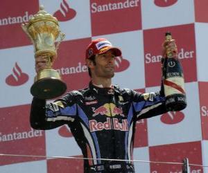 yapboz Mark Webber Silverstone&#039;da zaferini kutladı, Grand Prix İngiltere (2010) ve